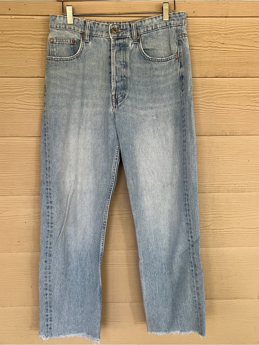 Zara Light Wash Jeans - Blue Denim Size 4 Medium Distressed